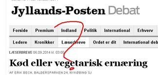 Kød eller vegetarisk ernæring Et billede af en debat på Jyllandspåsten med et spørgsmål over