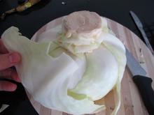 Afskåret hvidkålsblad fra et hvidkålshovede