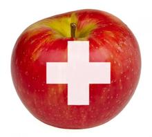 Mad som medicin - ernæring er vigtigt i forhold til dit helbred. Mad som medicin. Billede af et æble med et hvidt medicinkors.